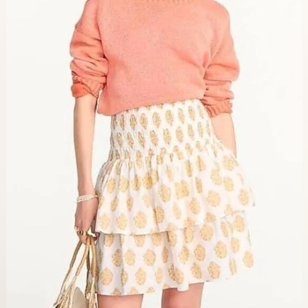 J.Crew Re-Imagined Smocked Tonya Floral Tiered Mini Skirt XL NWT